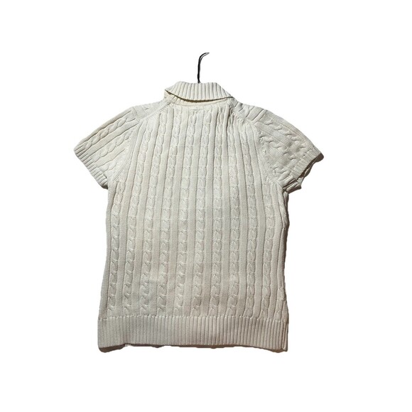 L.L.Bean Women’s Ivory Cable Knit Short Sleeve Mock Neck Sweater M - Picture 4 of 4